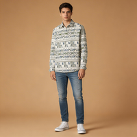 Printed Button Up Long Sleeve Shirt