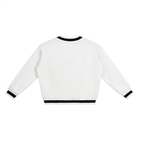 Women’s V-Neck Collar Boxy Sweatshirt (White/Black)