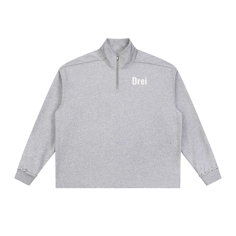 Half-Zip Rolled Edge Fleece Sweatshirt