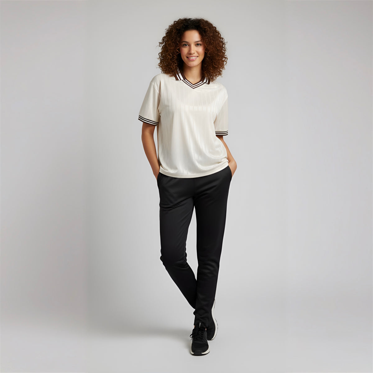 Women's Stripes Polo Collar T-Shirt