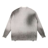 Men's Distressed Ripped Crewneck Sweater