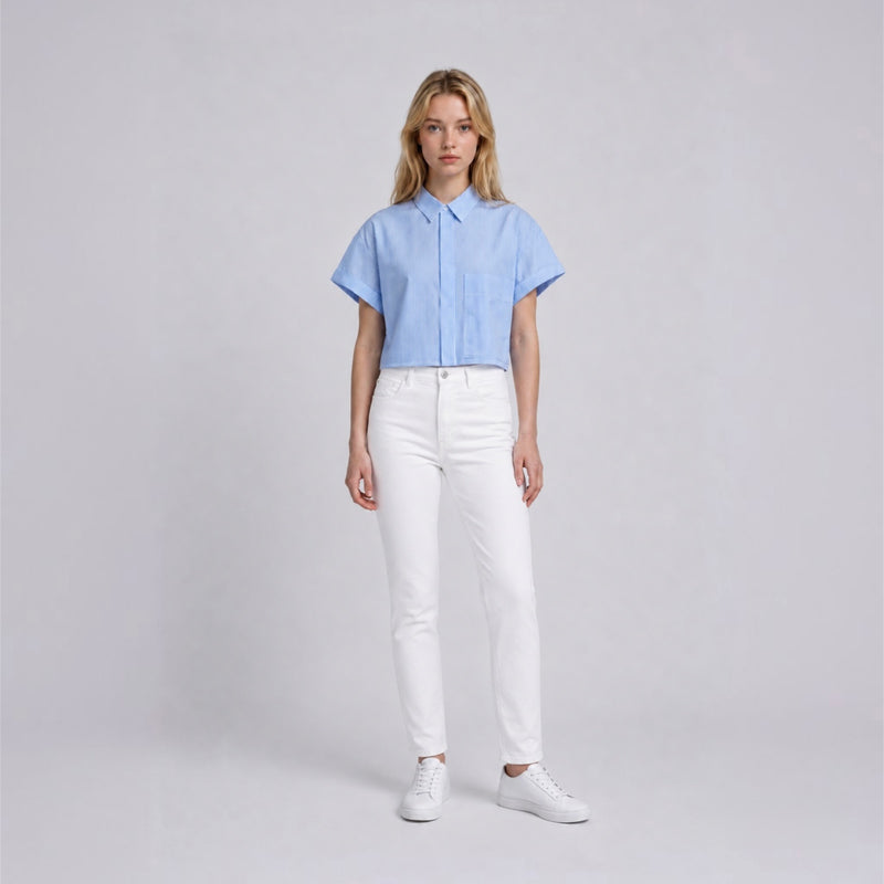 Women’s Striped Boxy Cropped Shirt