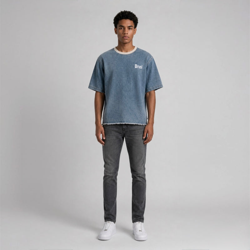 Men’s Vintage Wash Boxy Denim T-Shirt