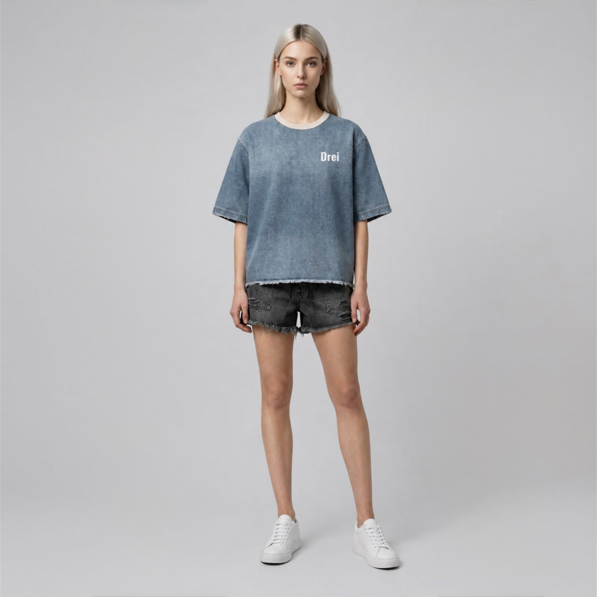 Women’s Vintage Wash Boxy Denim T-Shirt