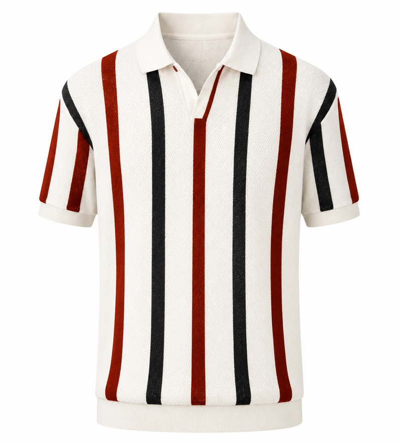 Striped Short Sleeve Polo T-Shirt