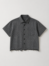 Distressed Plaid Boxy Shirt