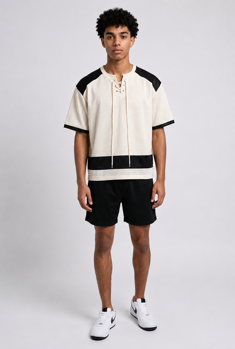 Raglan Sleeve Mesh Boxy T-Shirt