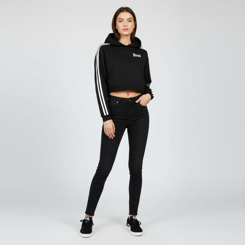Stripe Cropped Hoodie