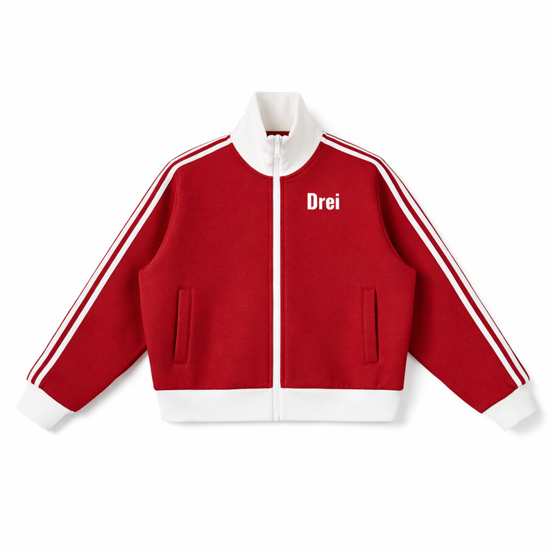 Stripe Fleece Cropped Track Jacket