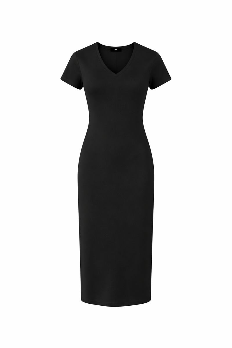 V-Neck Short Sleeve Maxi Dress