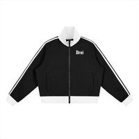 Stripe Fleece Cropped Track Jacket