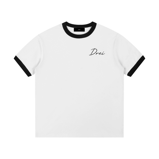 Contrast Edge Ribbed Crewneck T-Shirt