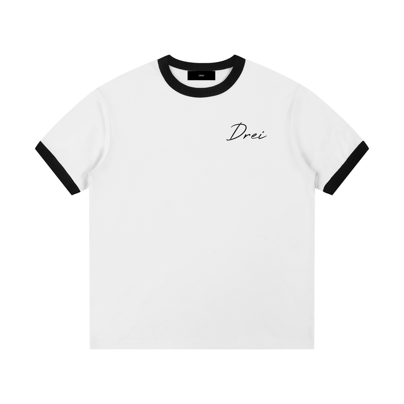 Contrast Edge Ribbed Crewneck T-Shirt