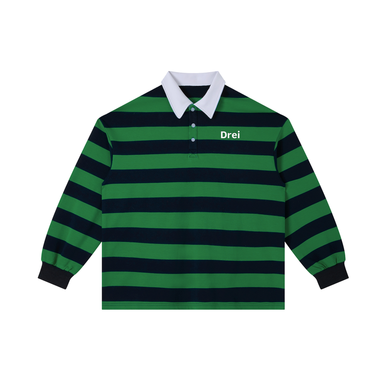 Men’s Stripe Polo Long Sleeve Shirt