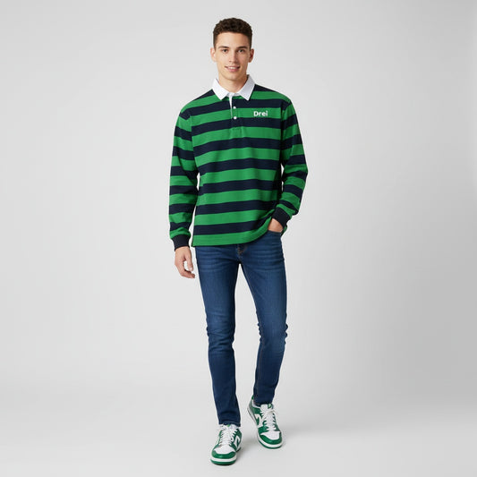 Men’s Stripe Polo Long Sleeve Shirt