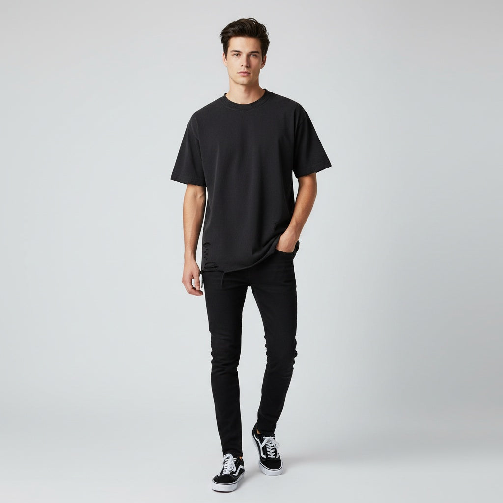 Snow Washed Distressed T-Shirt