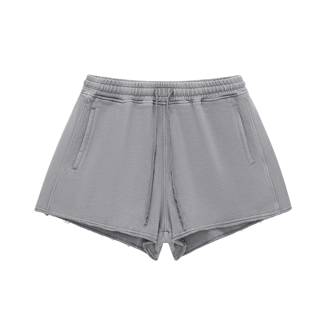 Snow Washed Raw Edge Drawstring Shorts