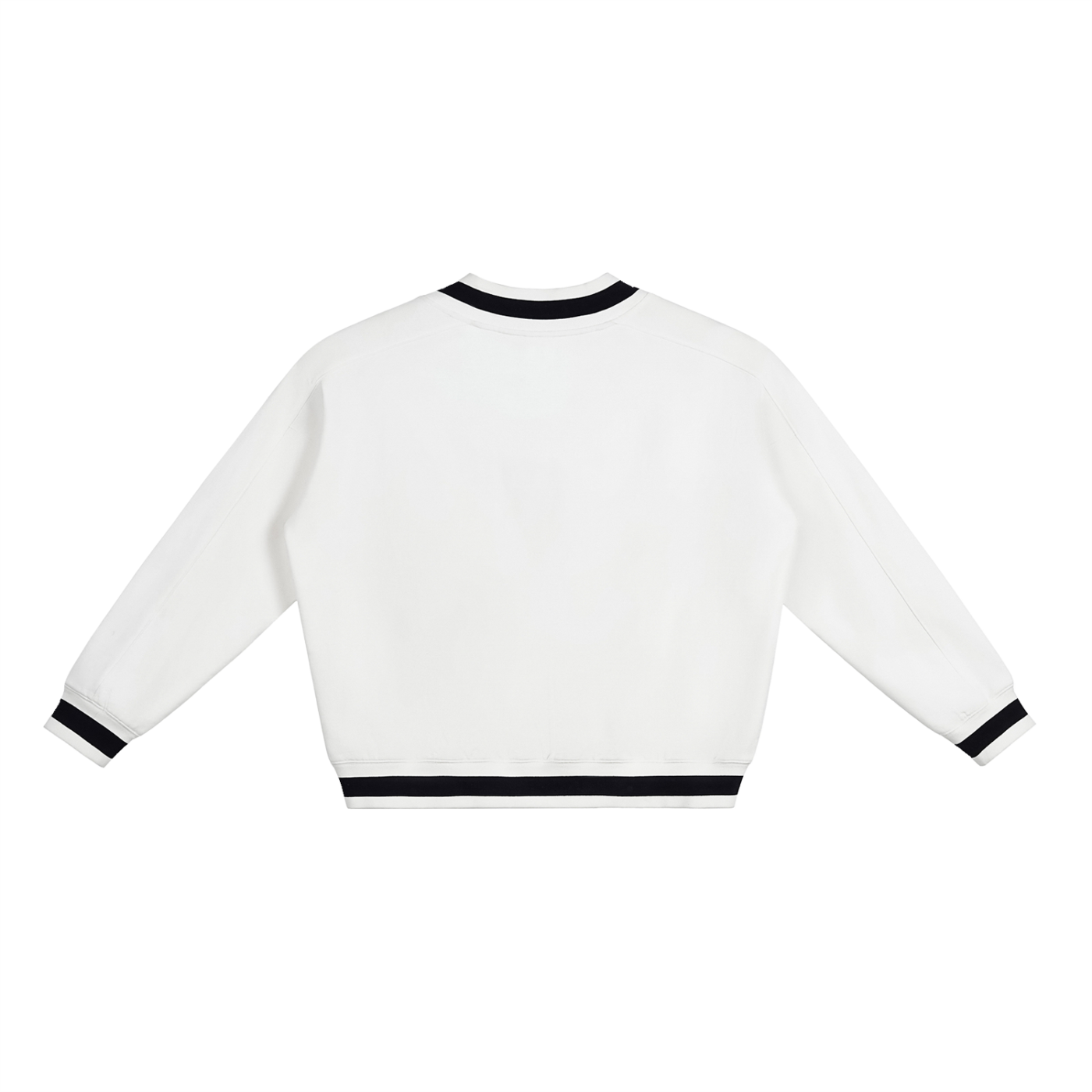 V-Neck Collar Boxy Logo Sweatshirt (White/Black)