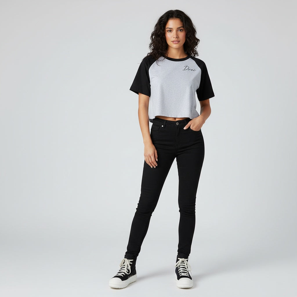 Raglan Sleeve Crop Top