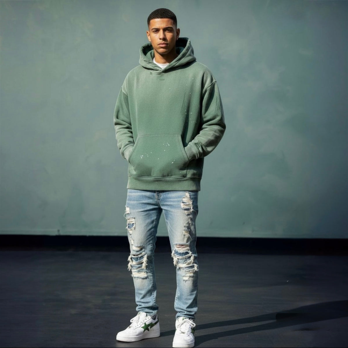 Holiday Vintage Wash Distressed Hoodie