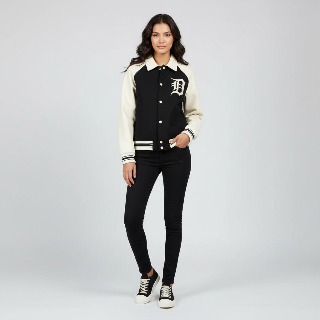 Women’s Motor City Varsity Jacket  (Apricot/Black & Apricot/Green)