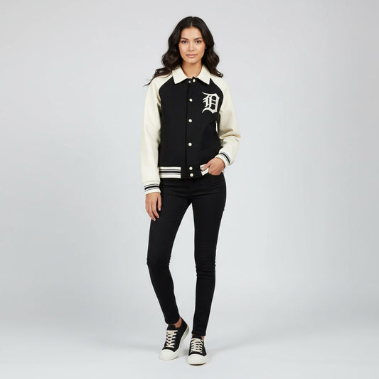 Women’s Motor City Varsity Jacket  (Apricot/Black & Apricot/Green)
