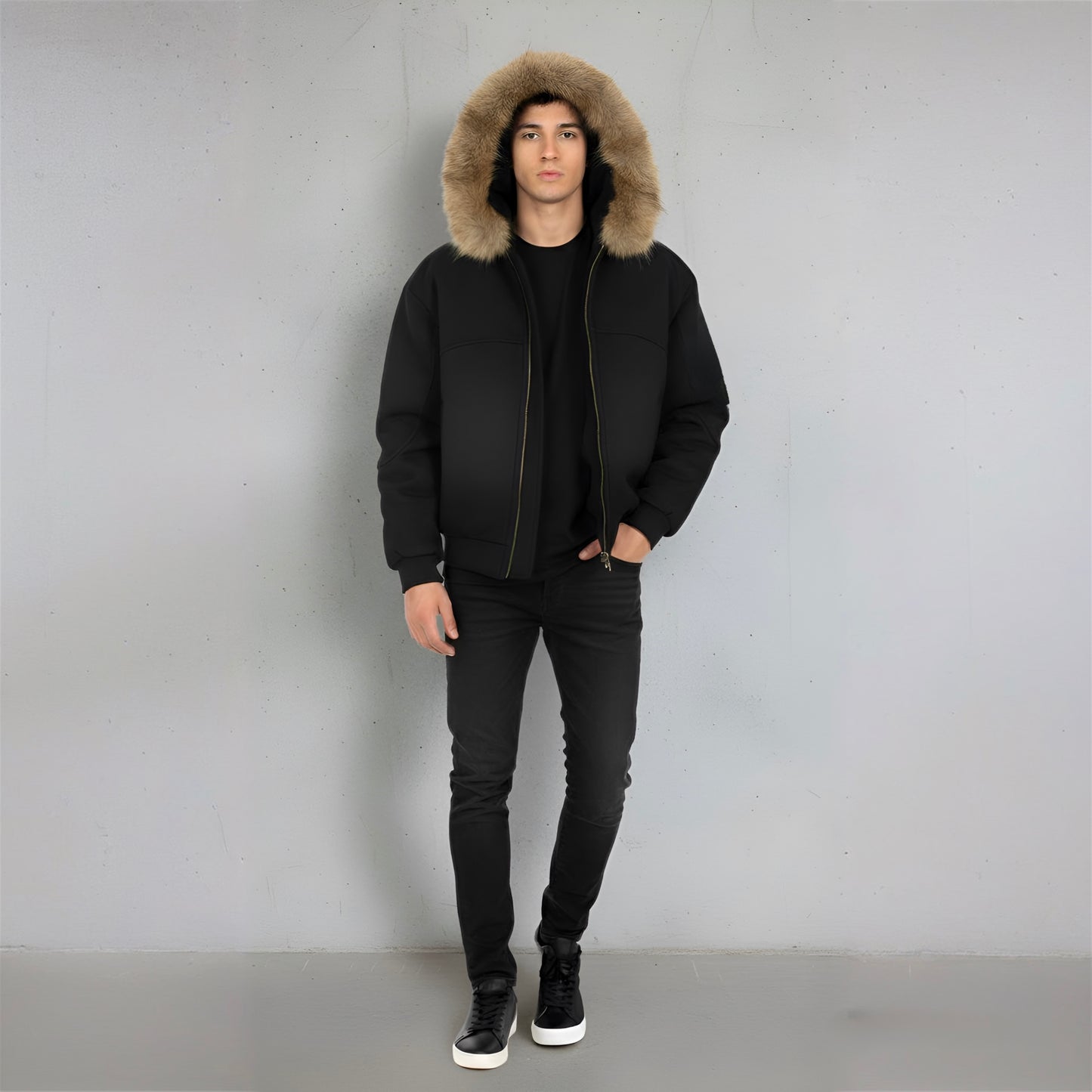 Men's Boxy Detachable Fur Hoodie