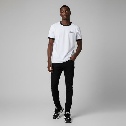 Contrast Edge Ribbed Crewneck T-Shirt