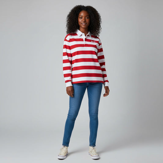 Women’s Stripe Polo Long Sleeve Shirt