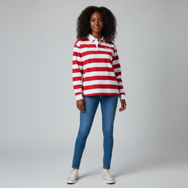 Women’s Stripe Polo Long Sleeve Shirt