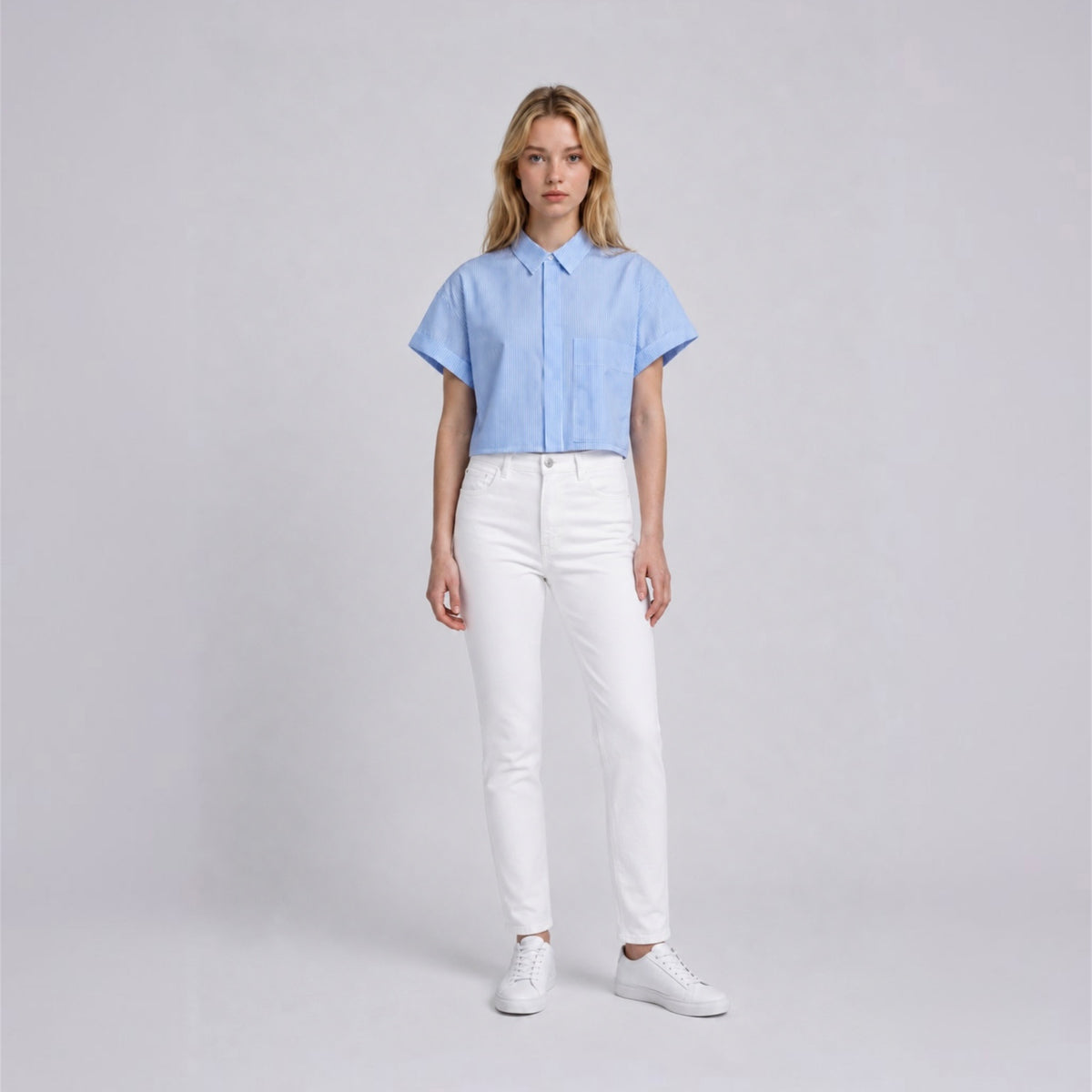 Women’s Striped Boxy Cropped Shirt