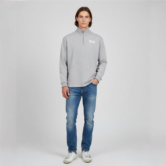 Half-Zip Rolled Edge Fleece Sweatshirt