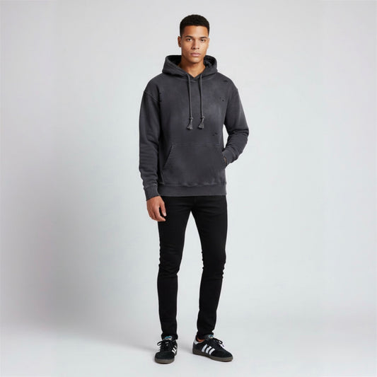 Hand-Frayed Monkey Washed Hoodie