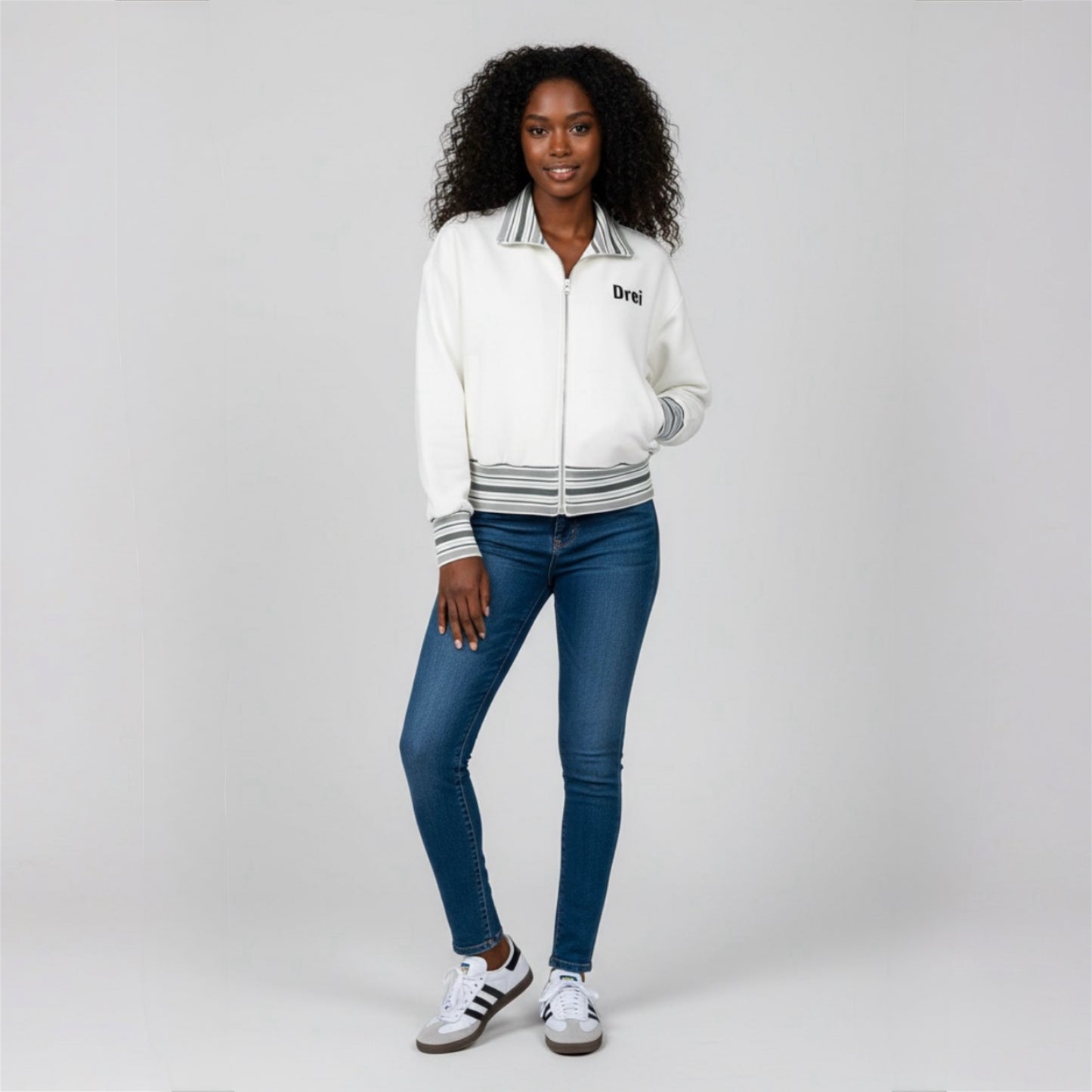 Women’s Striped Collar Zip Jacket