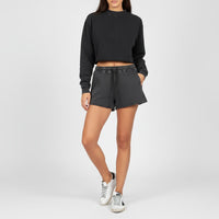 Snow Washed Raw Edge Drawstring Shorts