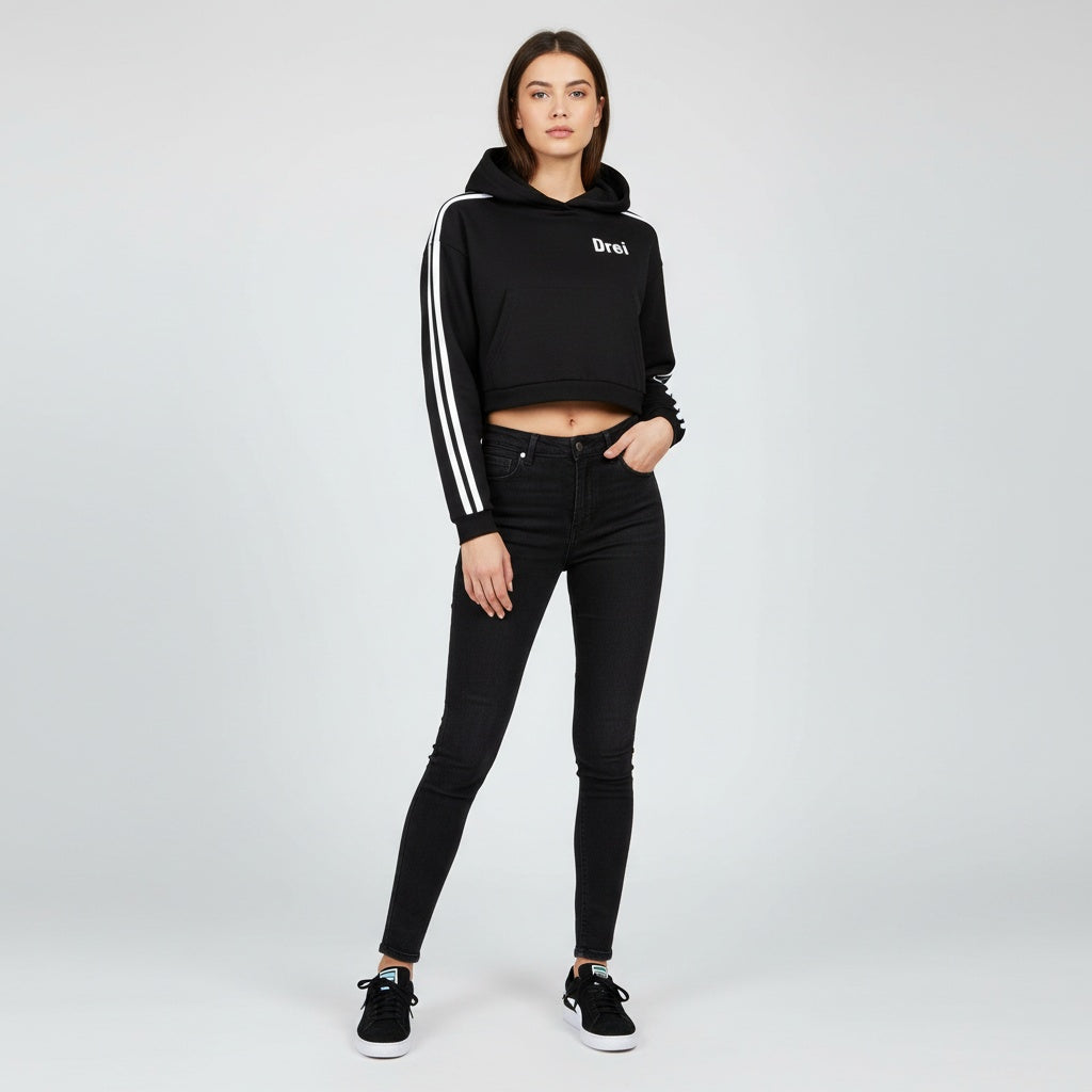 Stripe Cropped Hoodie