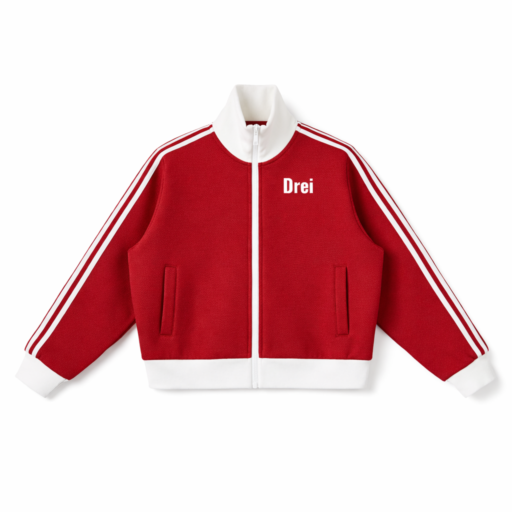 Stripe Fleece Cropped Track Jacket