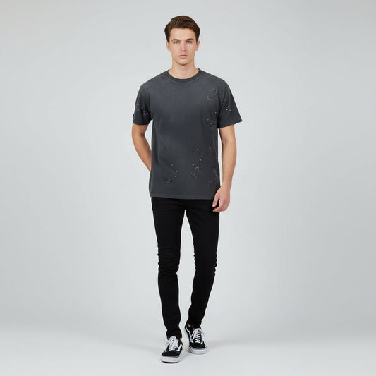 Hand-Frayed Paint Splattered T-Shirt