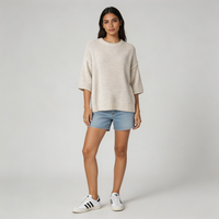 Round Neck Oversized Knit Top with Relaxed Fit