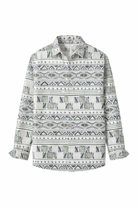 Printed Button Up Long Sleeve Shirt