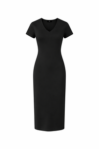 V-Neck Short Sleeve Maxi Dress