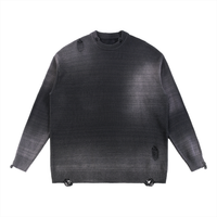 Men's Distressed Ripped Crewneck Sweater