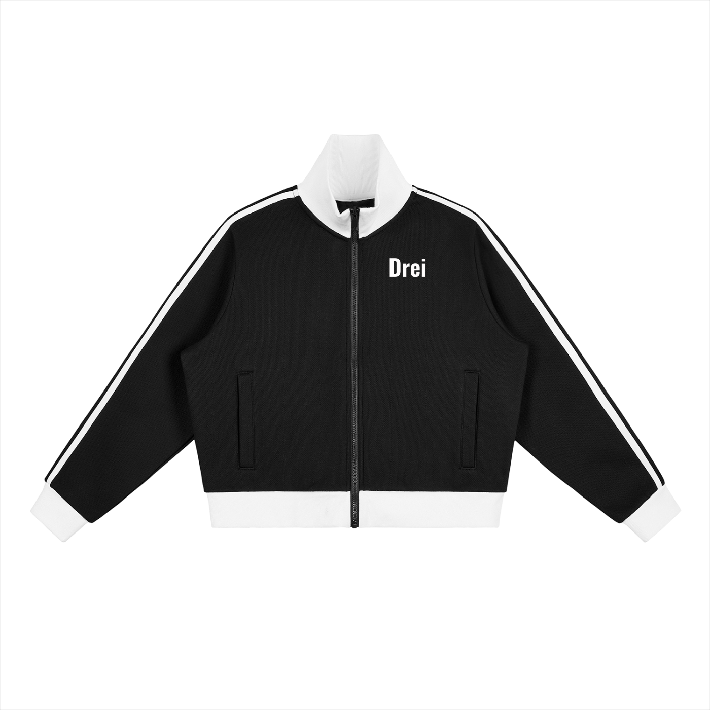 Stripe Fleece Cropped Track Jacket