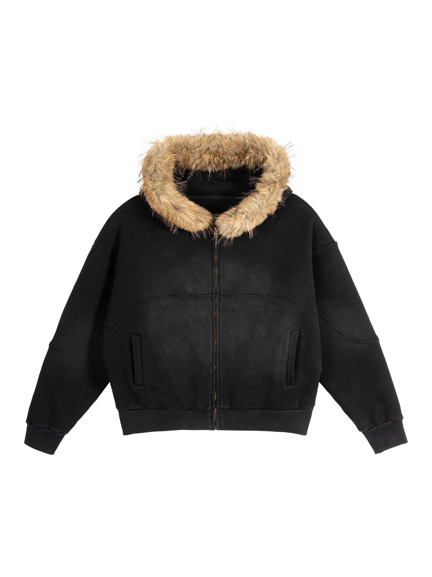 Women's Boxy Detachable Fur Hoodie